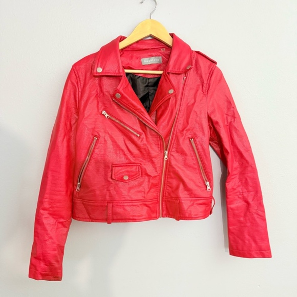 Bagatelle Faux Leather Red Biker Jacket